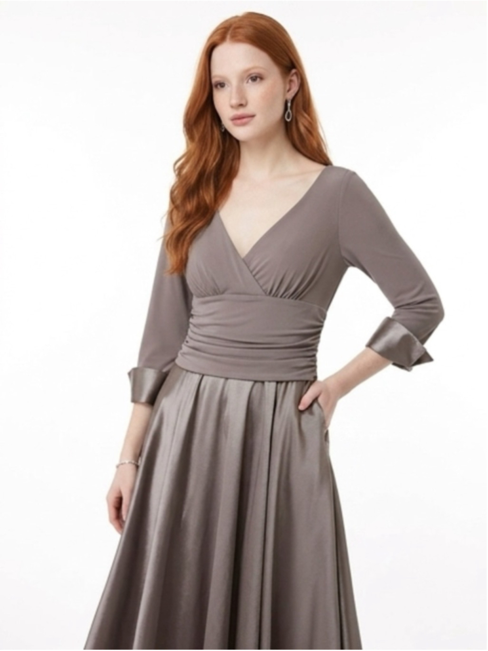 Jessica Howard Silver Dress 12 Folded Cuff Portrait Collar Wedding Formal